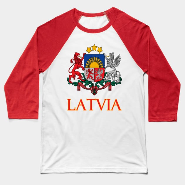 Latvia - Coat of Arms Design Baseball T-Shirt by Naves
